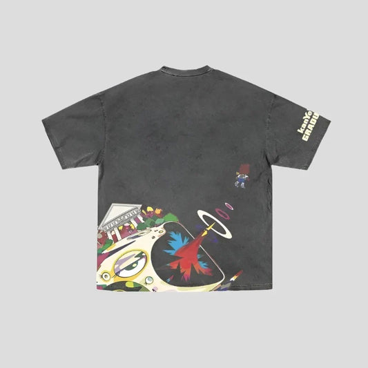 Washed Black T Shirt - Urban Kanye West Graduation Style