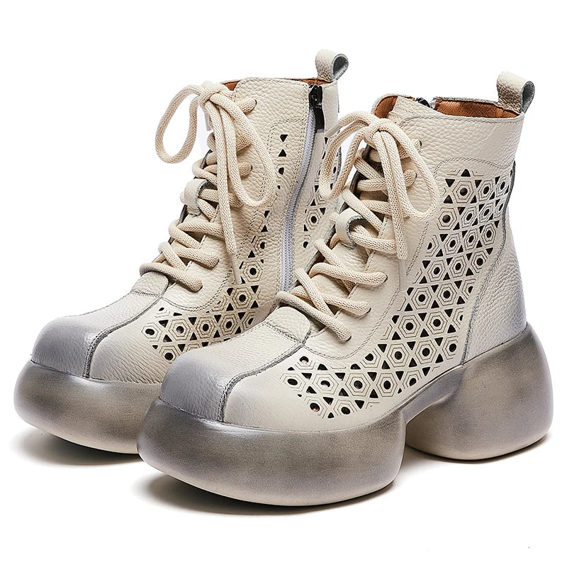 Platform Genuine Leather Ankle Boots for Women