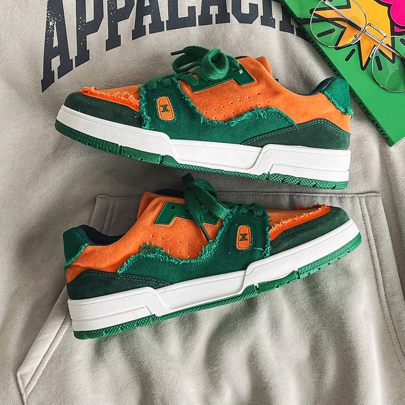 Green Sneakers Classic Low-top Color-block for Men