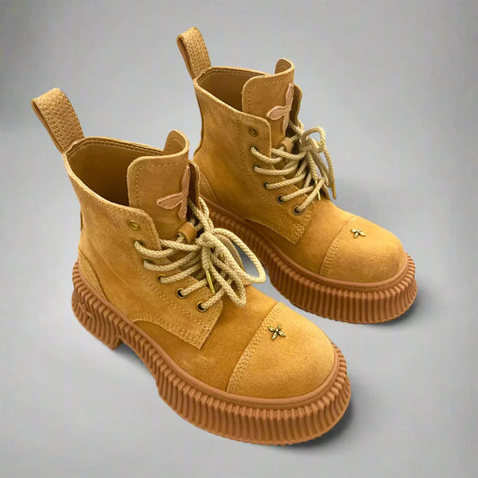 Yellow Chunky Platform Boots for Women