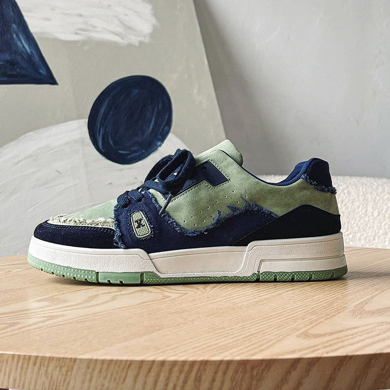 Green Sneakers Classic Low-top Color-block for Men