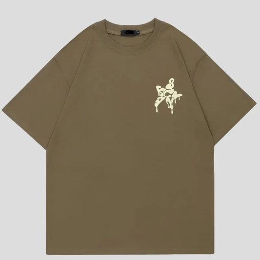 Melting Letter Star Streetwear T-shirt - Unisex Cotton Tee