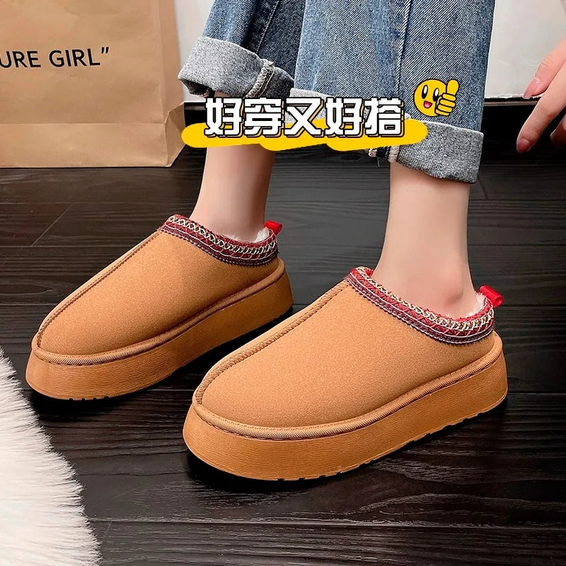 Wool Platform House Slippers for Women