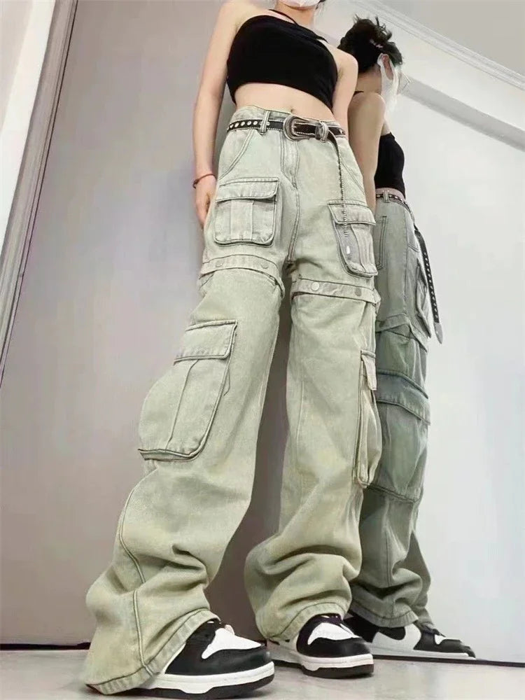 High Waisted Jean Shorts: Wide Leg Denim Pants