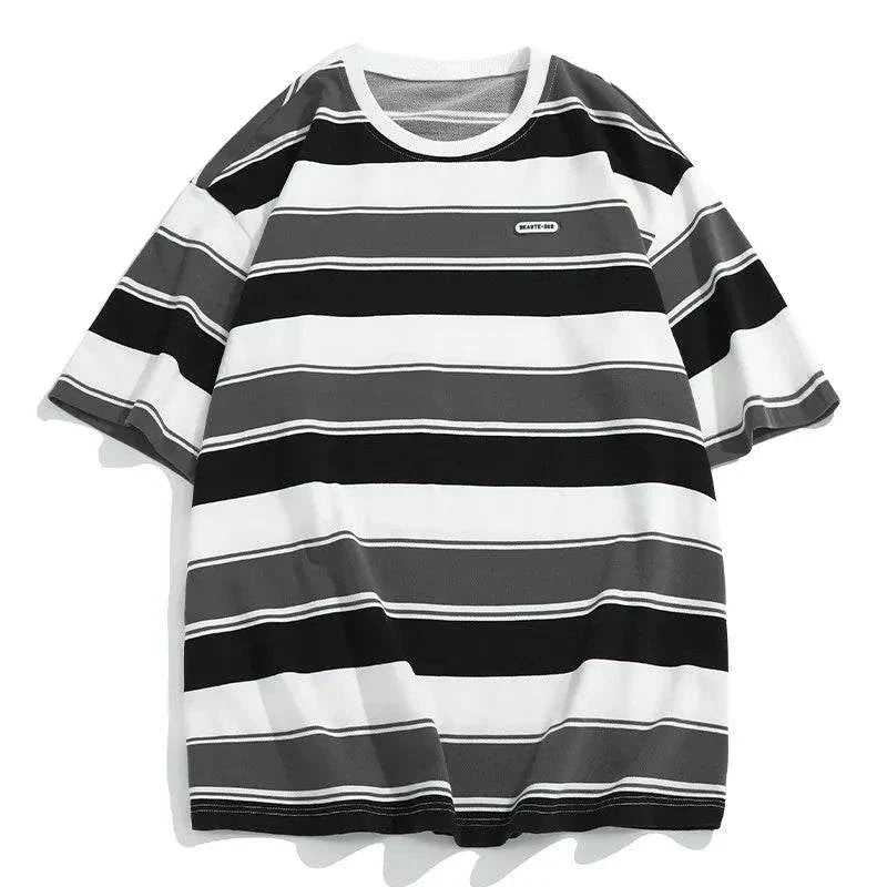 Unisex Striped Loose Fit T Shirt