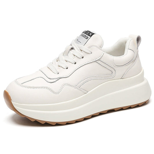 White Leather Platform Sneakers: Women's Stylish Footwear