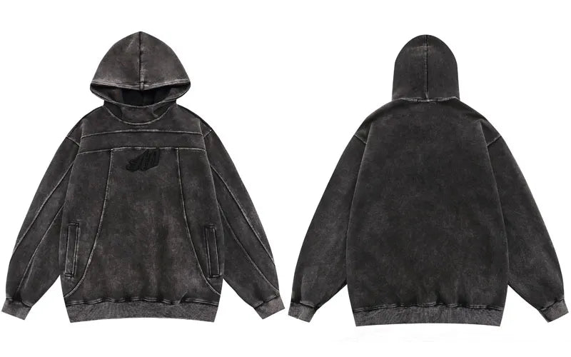 Washed Vintage Punk Goth Men's Streetwear Loose Pullover Hoodie