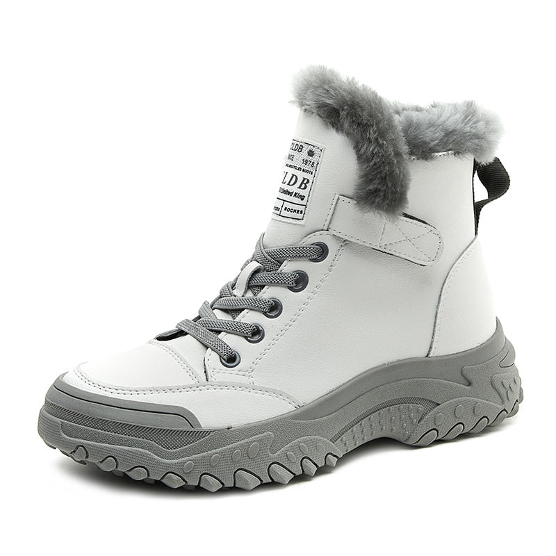 Women's Plush Ankle Leather Boots