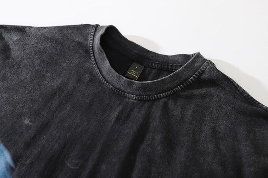 Washed Loose Skeleton Goth T-shirts for Men