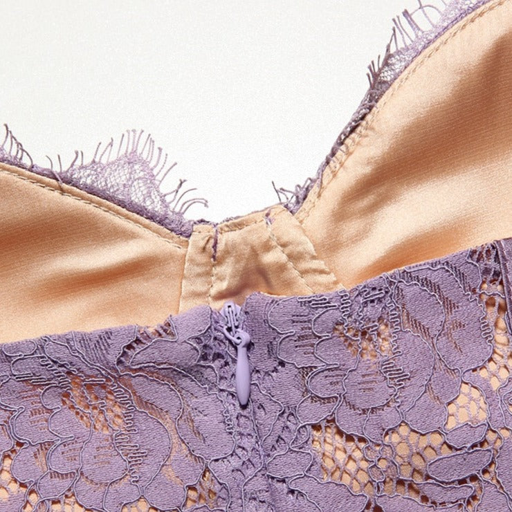 ATSUKO VIOLET LACE MINI DRESS with STRAPS