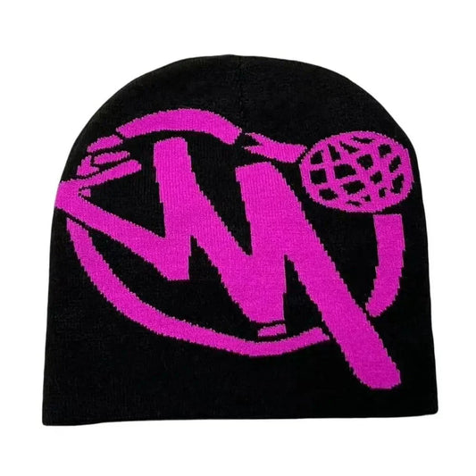 Wool Acrylic Warm Trendy Print Beanie