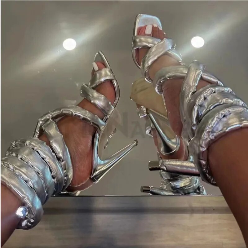 Cross Tie Grey Sandals