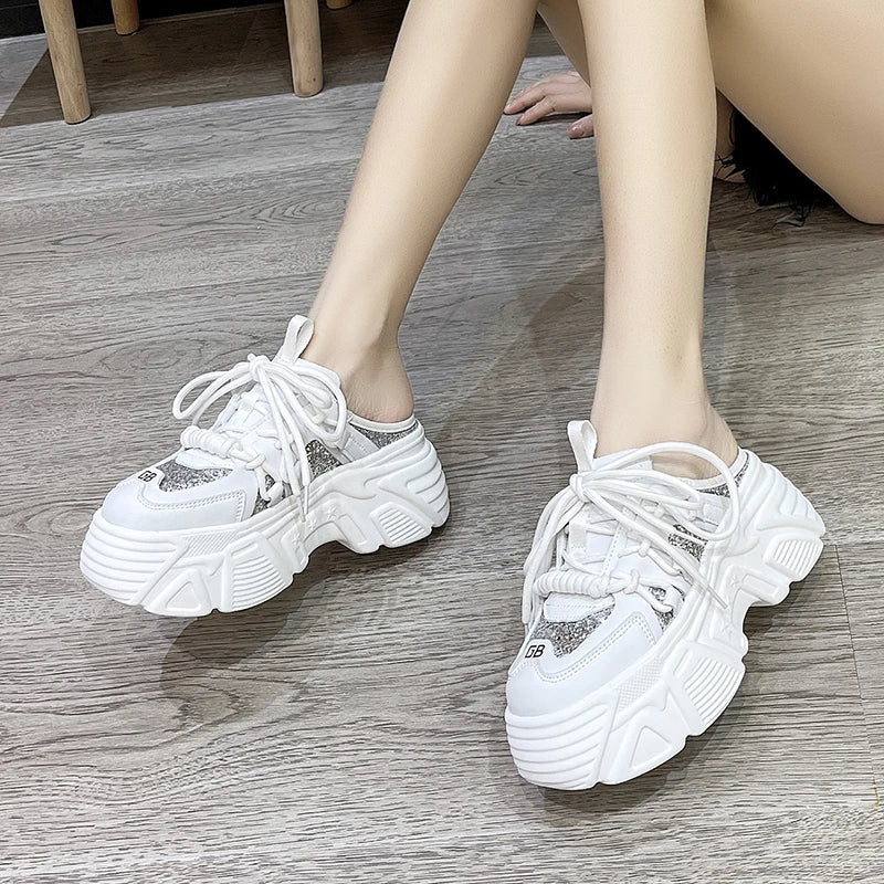 Wedged Sparkling Chunky Sneaker Sandals