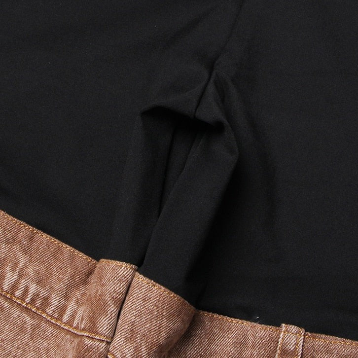 SACHIE KNEES WAIST FLARED DENIM PANTS