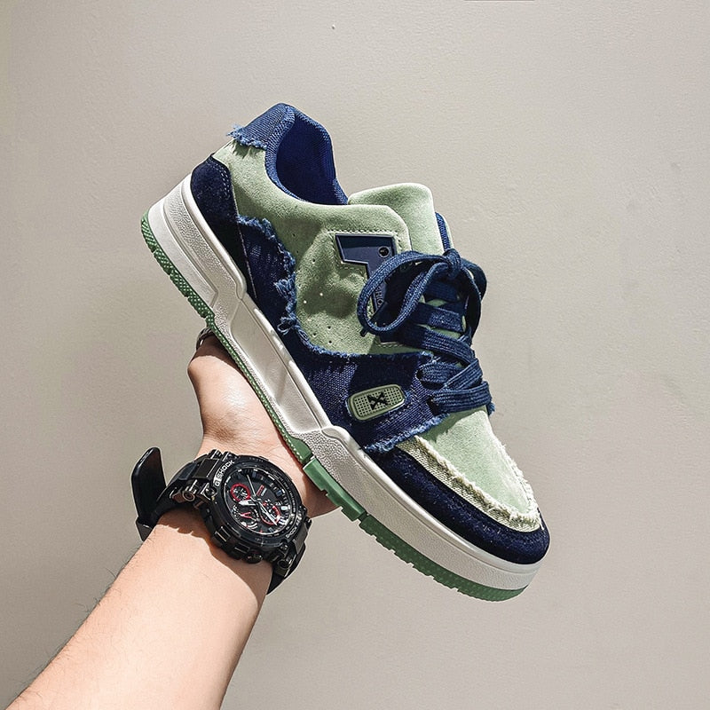 Green Sneakers Classic Low-top Color-block for Men