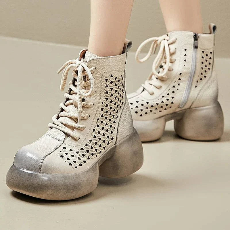 Platform Genuine Leather Ankle Boots for Women