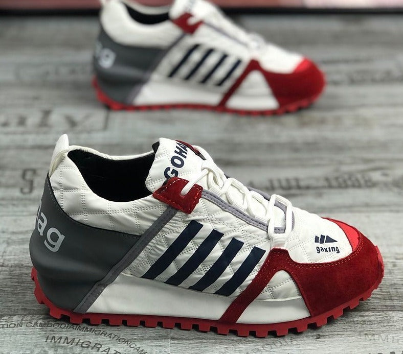 Unisex Chunky Cross-tied Split Leather Bubuk Loafer Sneakers