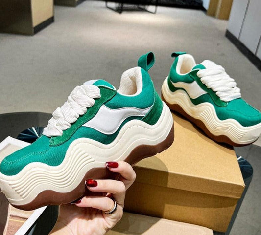 Dragon Shoes Wave Platform Lace-up Sneakers
