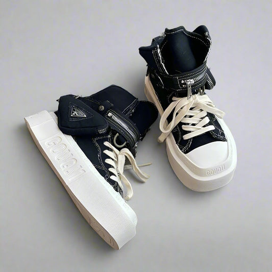Women's Punk Gothic Denim Canvas Platform Ankle Boots