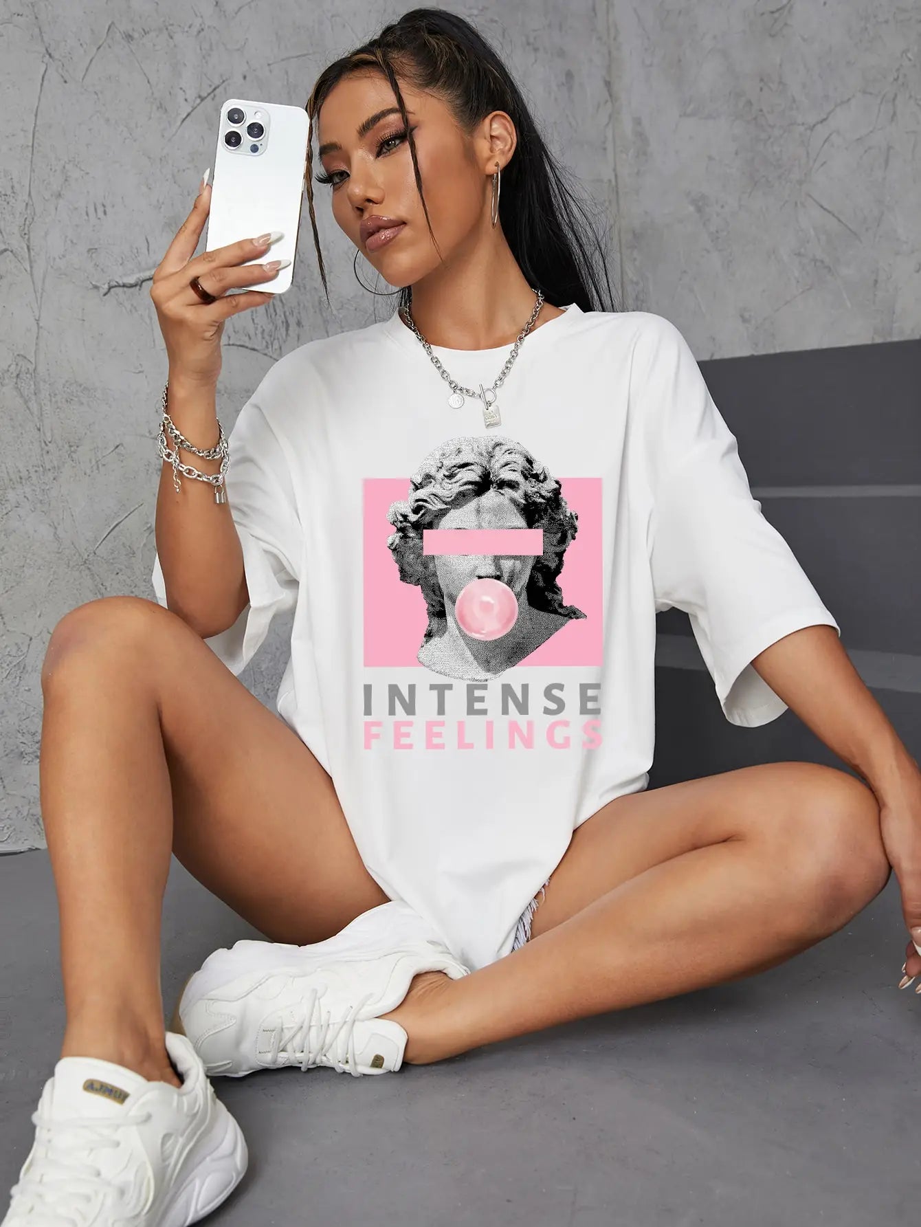 Oversized Female Intense Feelings Womens Oversized Graphic Tee