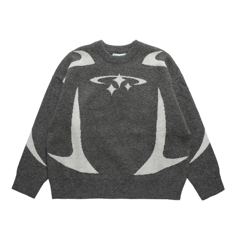 Vintage Knitwear Stars Graphic Pullover Sweater Unisex Loose Aesthetic