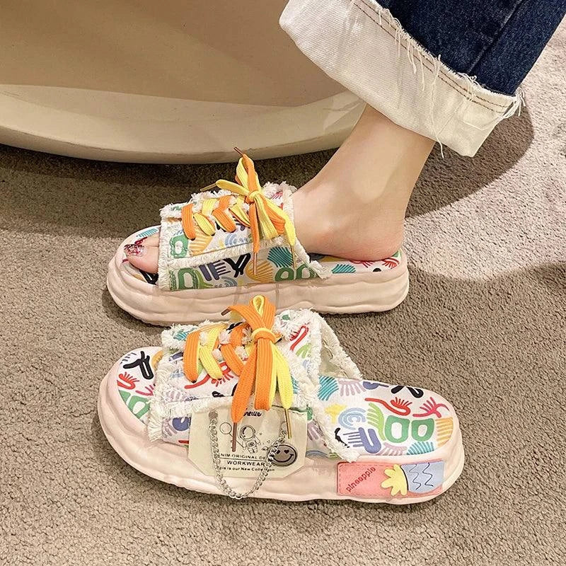 Sneaker Slippers: Women's Artistic Platform Shoes