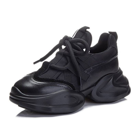 Women's  8cm Leather Air Mesh Platform Sneakers