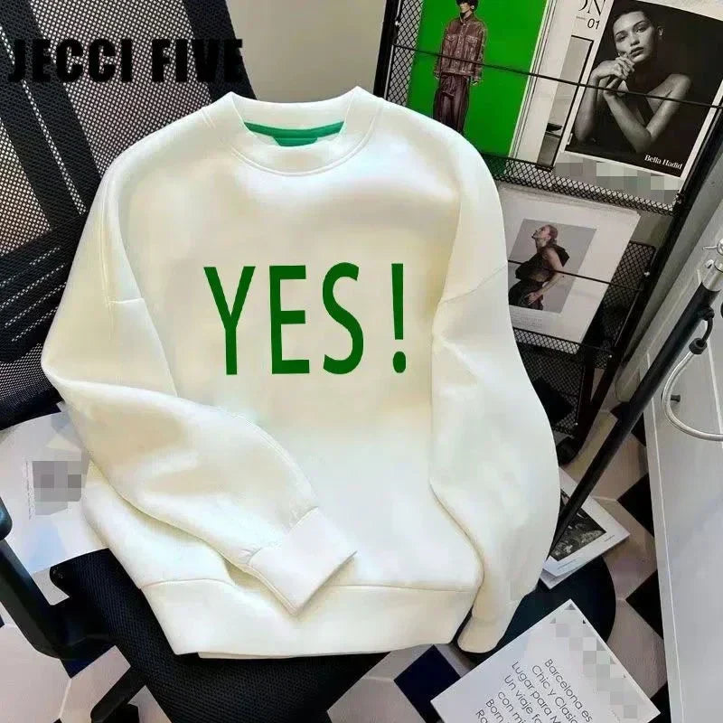 Letter Print Cotton Pullover Sweater for Women