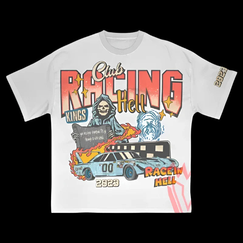 Club Racing Hell - Skull Oversized Print T-Shirt