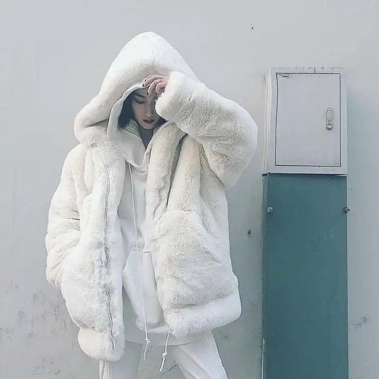 Faux Fur Hooded Winter Jacket for Women