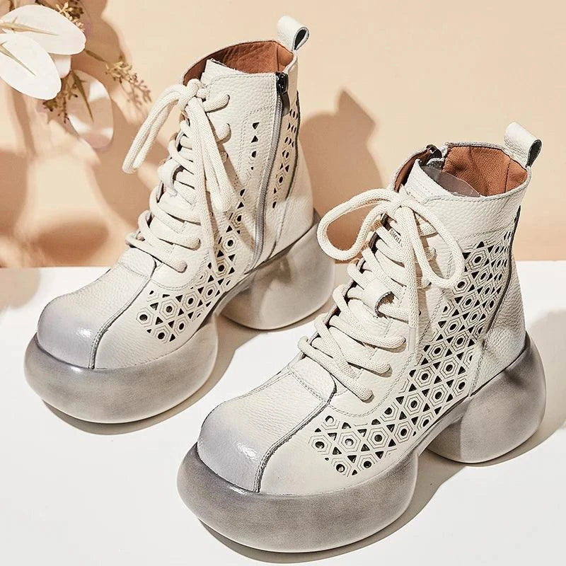 Platform Genuine Leather Ankle Boots for Women