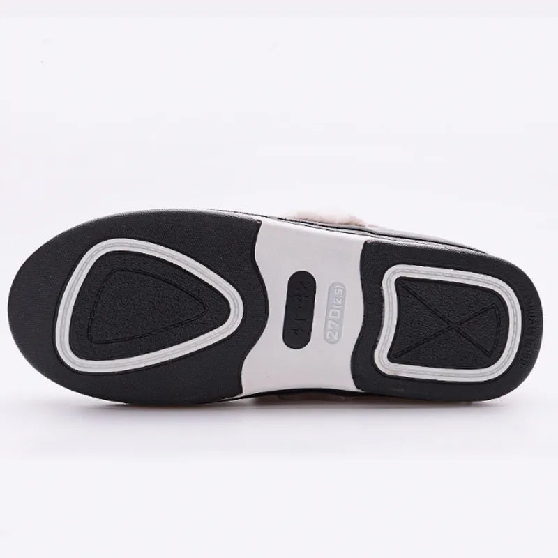 Unisex Waterproof Fur Slippers - Indoor PU Leather