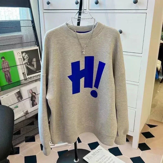 Letter Print Cotton Pullover Sweater for Women