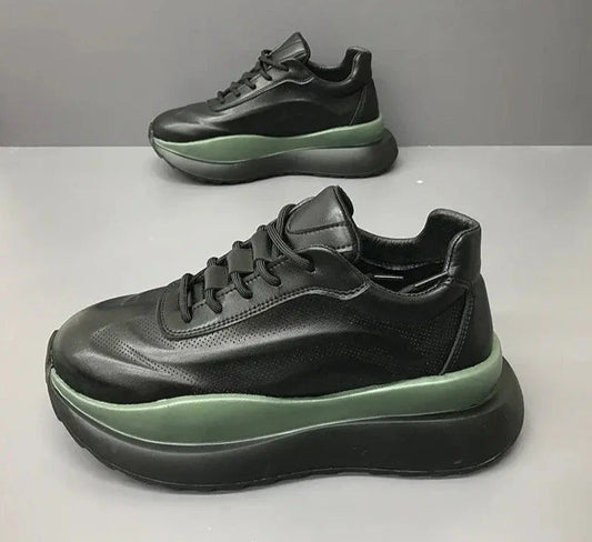 Cowhide Breathable Platform Sneakers for Men