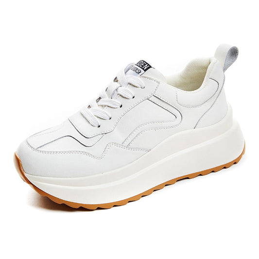 White Leather Platform Sneakers: Women's Stylish Footwear
