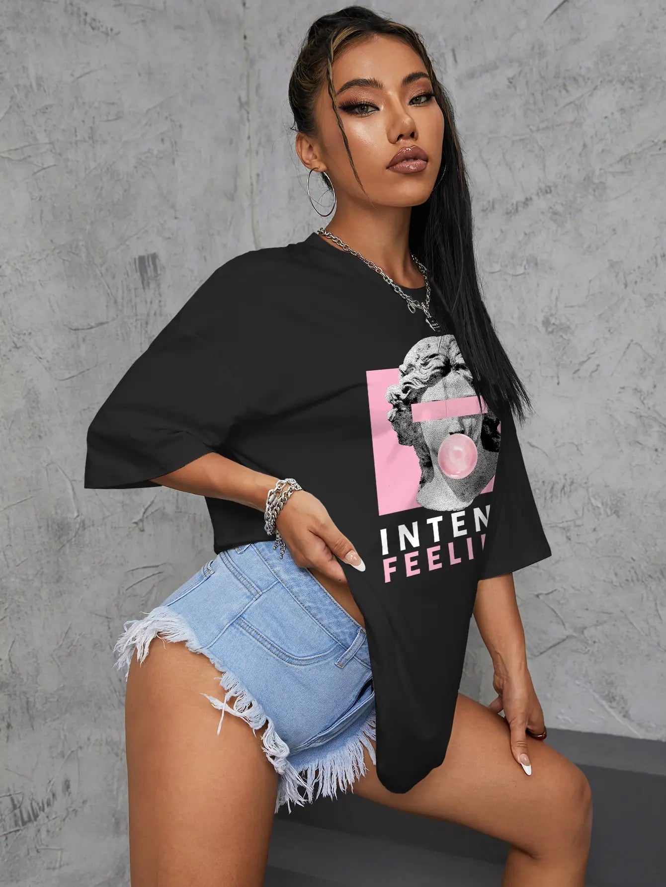 Oversized Female Intense Feelings Womens Oversized Graphic Tee