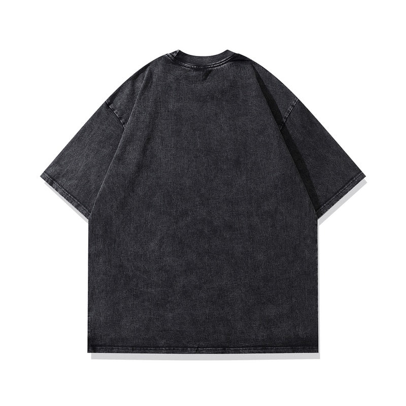 Washed Loose Skeleton Goth T-shirts for Men