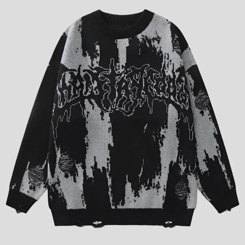 Ripped Sweater - Goth Knitted Unisex Pullover