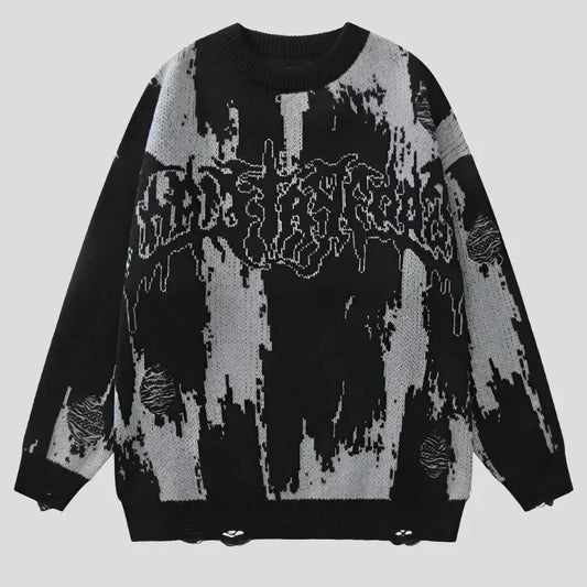 Ripped Sweater - Goth Knitted Unisex Pullover