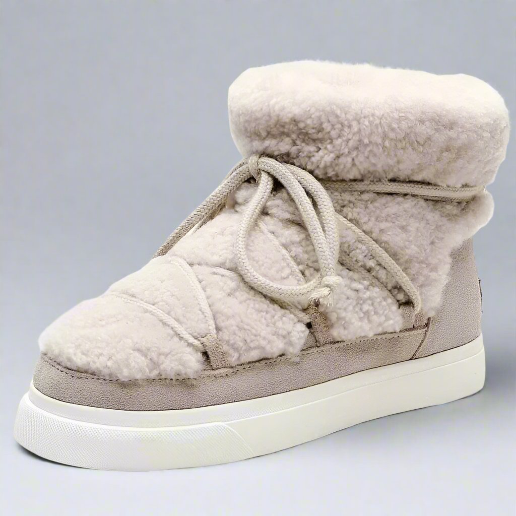 Women Wool Suede Ankle Flat Boots