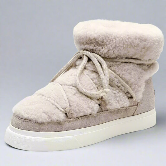 Women Wool Suede Ankle Flat Boots