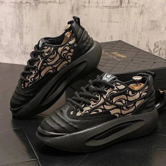 Chunky Sneakers Men - Casual Leather Fabric Shoes