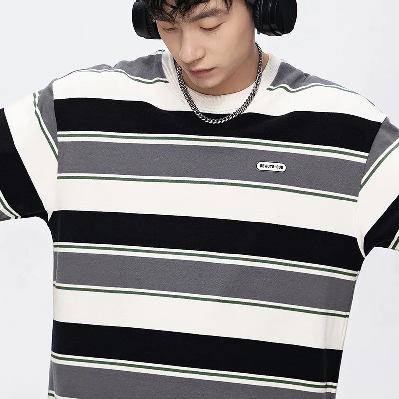 Unisex Striped Loose Fit T Shirt