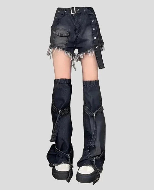 Midnight Black Jeans High Waist Shorts