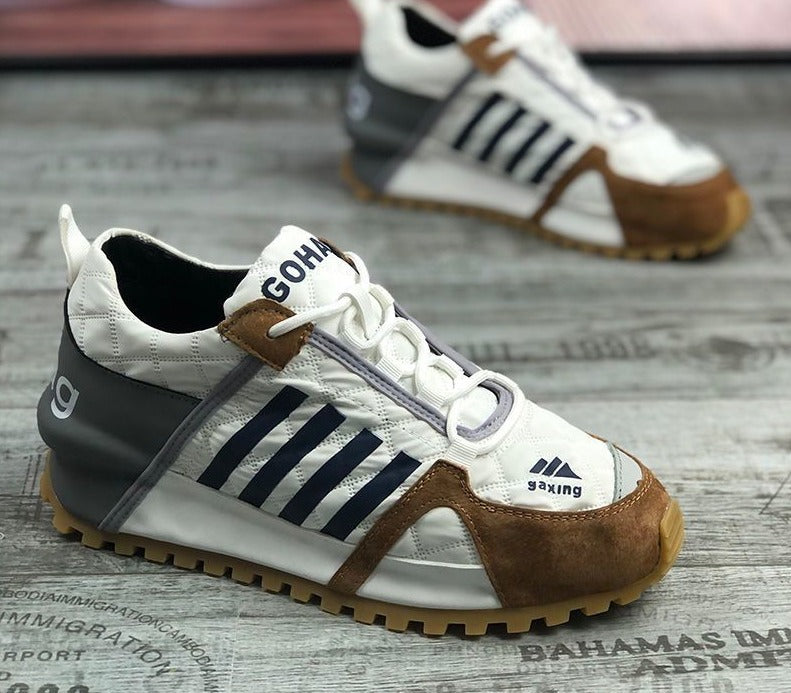 Unisex Chunky Cross-tied Split Leather Bubuk Loafer Sneakers