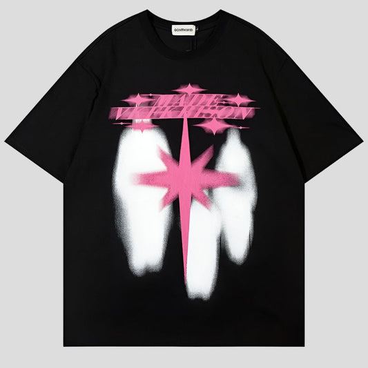Oversized Graphic T Shirts - Shadow Print
