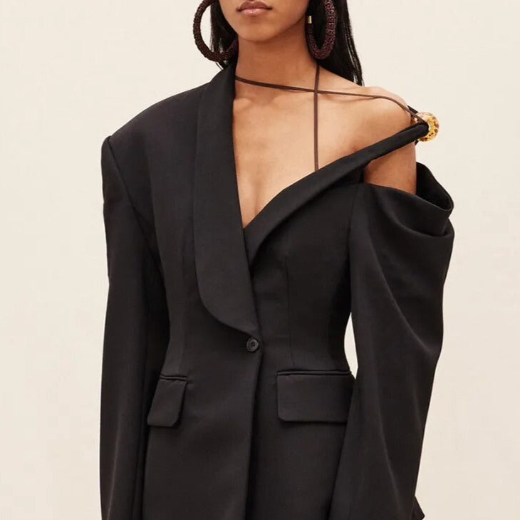 ALYNA ONE SHOULDER BLAZER with BALL