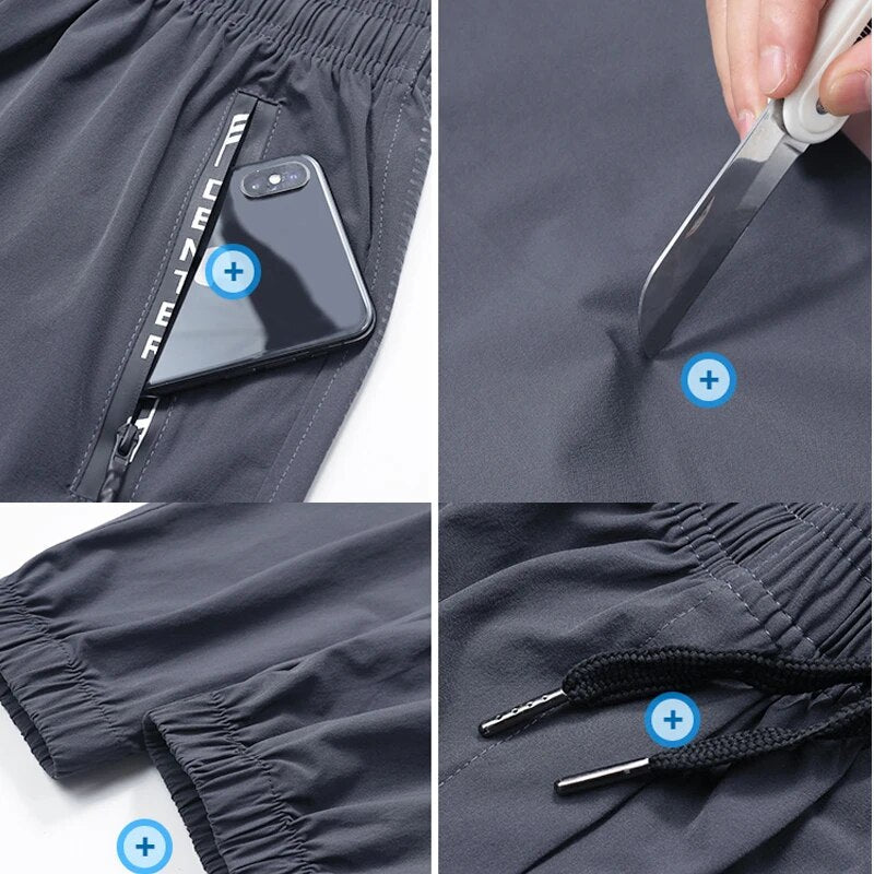 Men's Quick Dry Sports Workout Leggings with Zipper Pockets