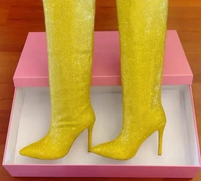 Holly Crystal- Embellished Knee  Boots
