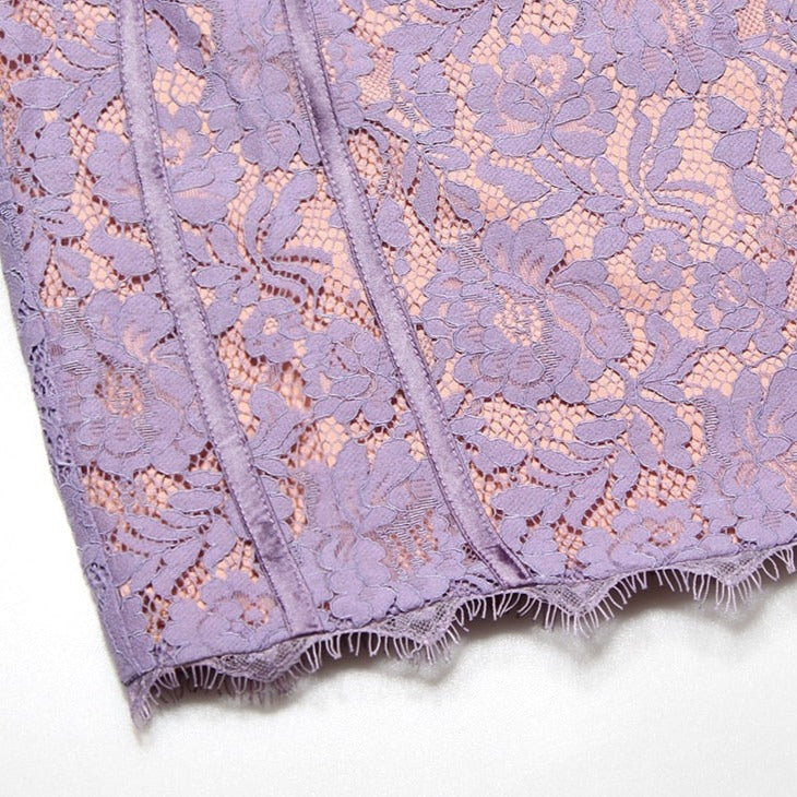 ATSUKO VIOLET LACE MINI DRESS with STRAPS